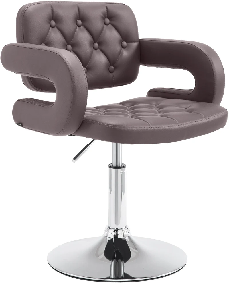 Chaise lounge fauteuil de bureau avec accoudoir capitonné hauteur réglable en PVC marron 10_0002795