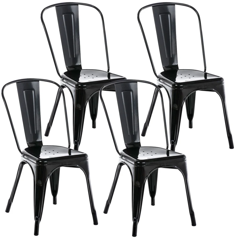 Lot de 4 chaises empilables design industriel métal noir 10_0001186