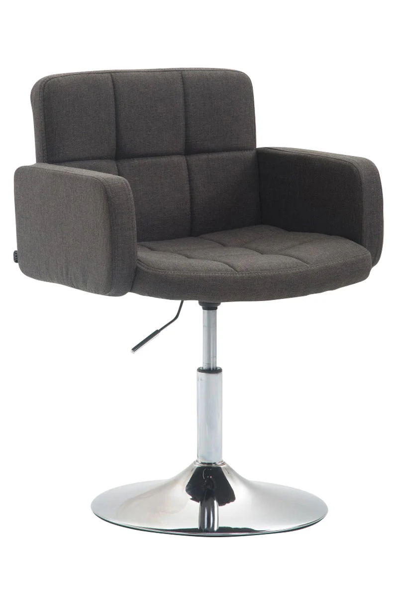 Fauteuil lounge avec accoudoirs rembourrés pivotant à 360° en tissu gris foncé et métal chromé 10_0002808
