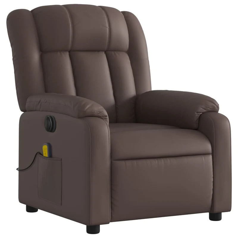 Fauteuil de relaxation TV fonction massage inclinable électrique 6 points de massage en PVC marron DEC027206