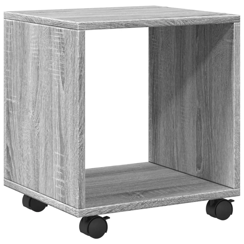 Table d'appoint console d'entrée meuble de salon sur roulettes 37 x 33 x 42,5 cm bois d'ingénierie gris DEC031380