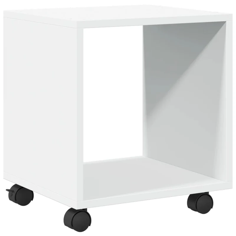 Table d'appoint sur roulettes 37 x 33 x 42,5 cm bois d’ingénierie blanc DEC031382