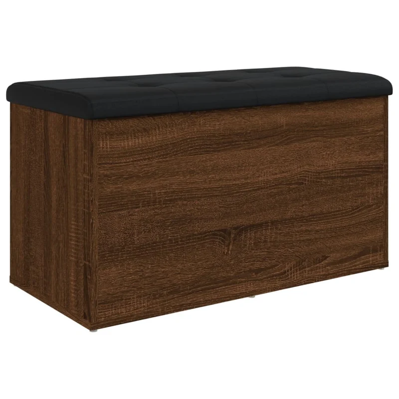 Banc banquette avec espace de rangement avec coussin d'assise couleur chêne fumé 82 x 42 x 45 cm bois d'ingénierie DEC024727