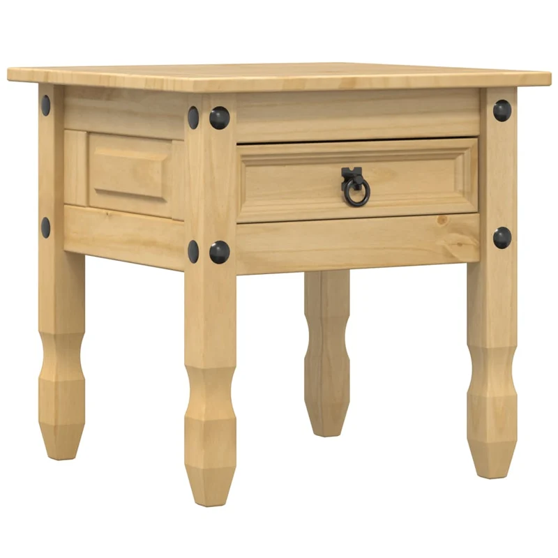 Table d'appoint table de chevet avec tiroir 50 x 50 x 50 cm bois de pin massif bois d'ingénierie et métal DEC032427