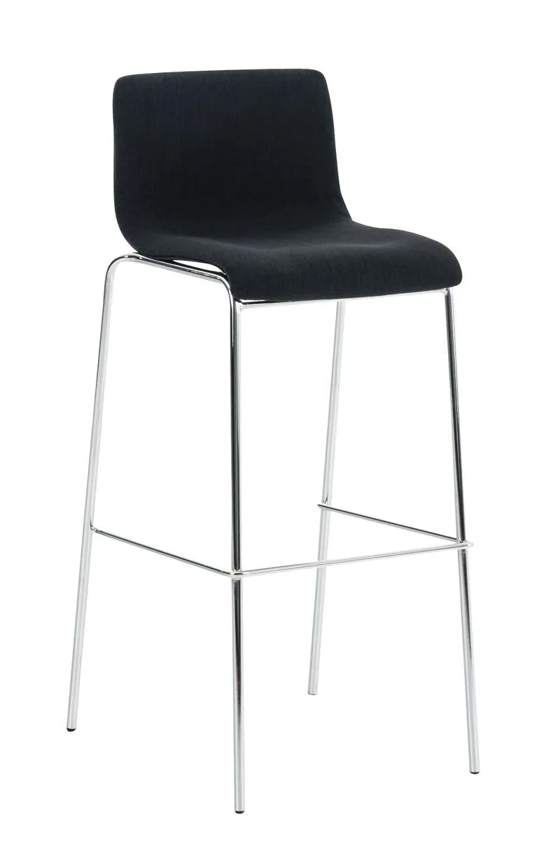 Tabouret de bar classique x1 avec repose-pieds et quatre pieds stable en métal assise en tissu noir 10_0004951