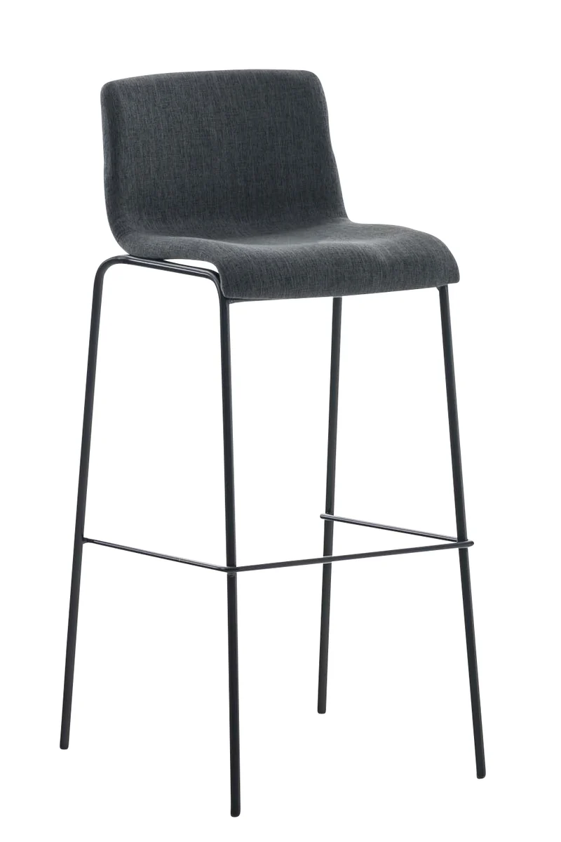 Tabouret de bar x1 design moderne repose-pied en tissu gris foncé sur 4 pieds en métal noir 10_0004955