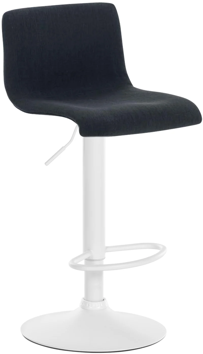 Tabouret de bar x1 avec repose-pieds pivotant dossier incurvé en tissu noir et métal blanc 10_0004981