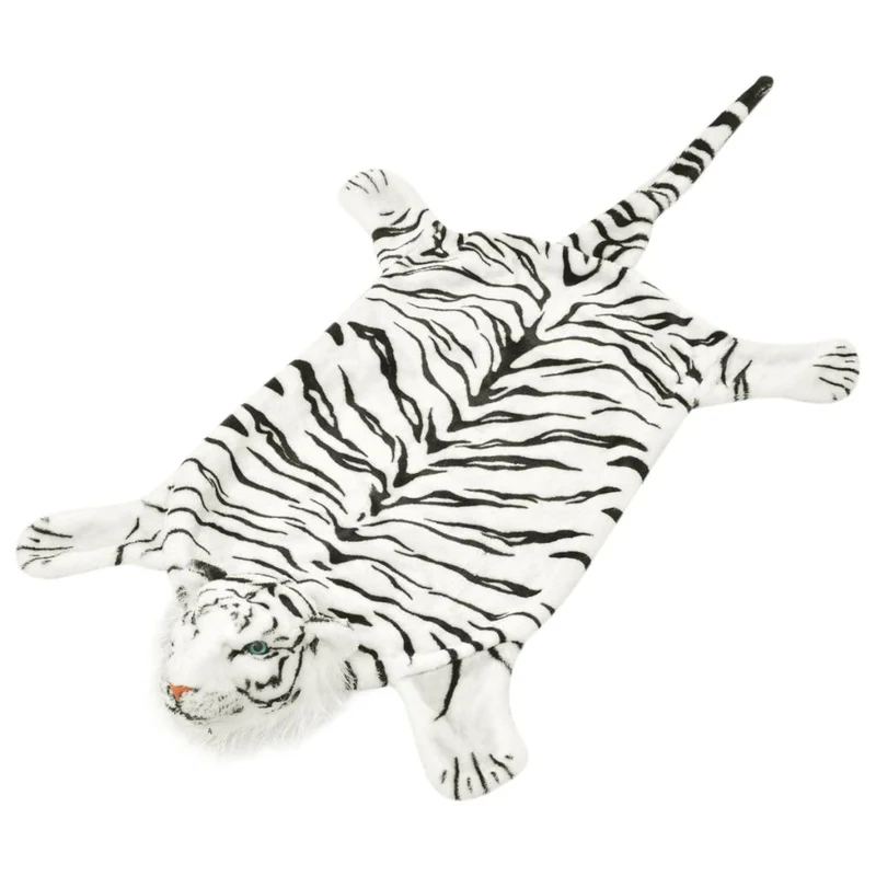 Tapis en peluche en forme de tigre 144 cm Blanc DEC024172
