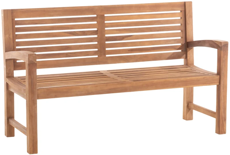 Banc de jardin en teck massif avec dossier à barreaux et accoudoirs – 150 cm 10_0008622