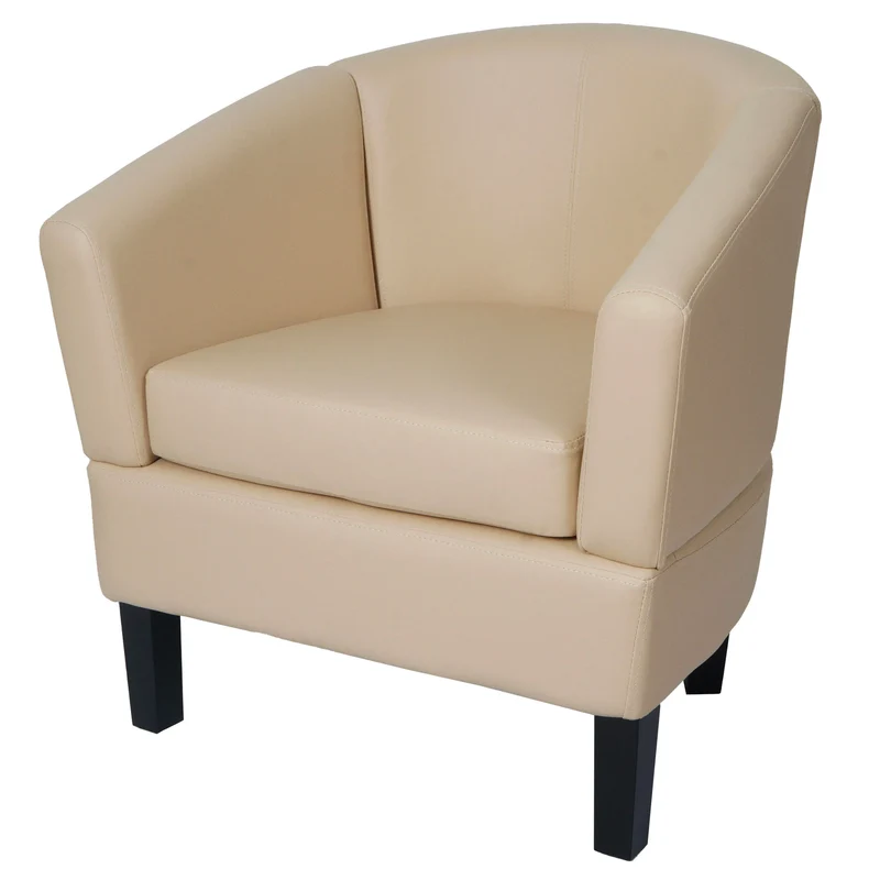 Fauteuil club déco moderne 72 x 72 x 60 cm assise ergonomique finition soignée en PU crème 04_0009563