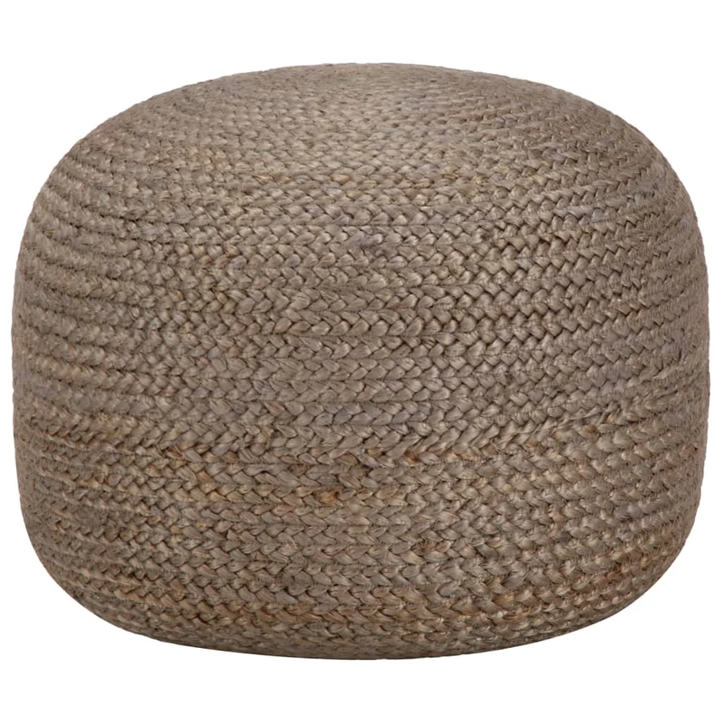 Pouf tabouret repose-pied fait à la main cordes de jute tressées gris 45 x 30 cm DEC029995