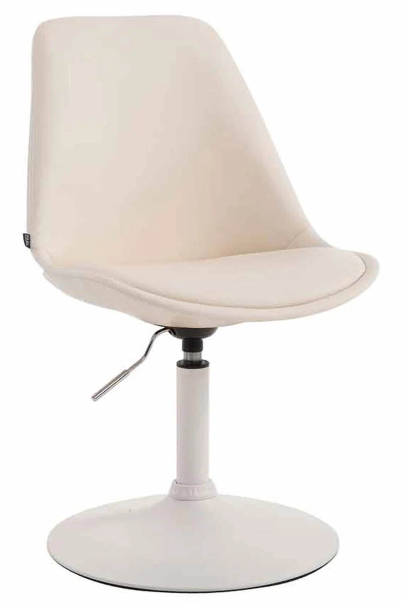 Chaise de salle à manger x1 pivotante hauteur réglable en PVC crème et pied trompette en métal blanc 10_0008272