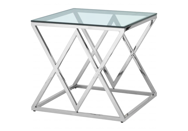 Bout de canapé verre argent design - Erly