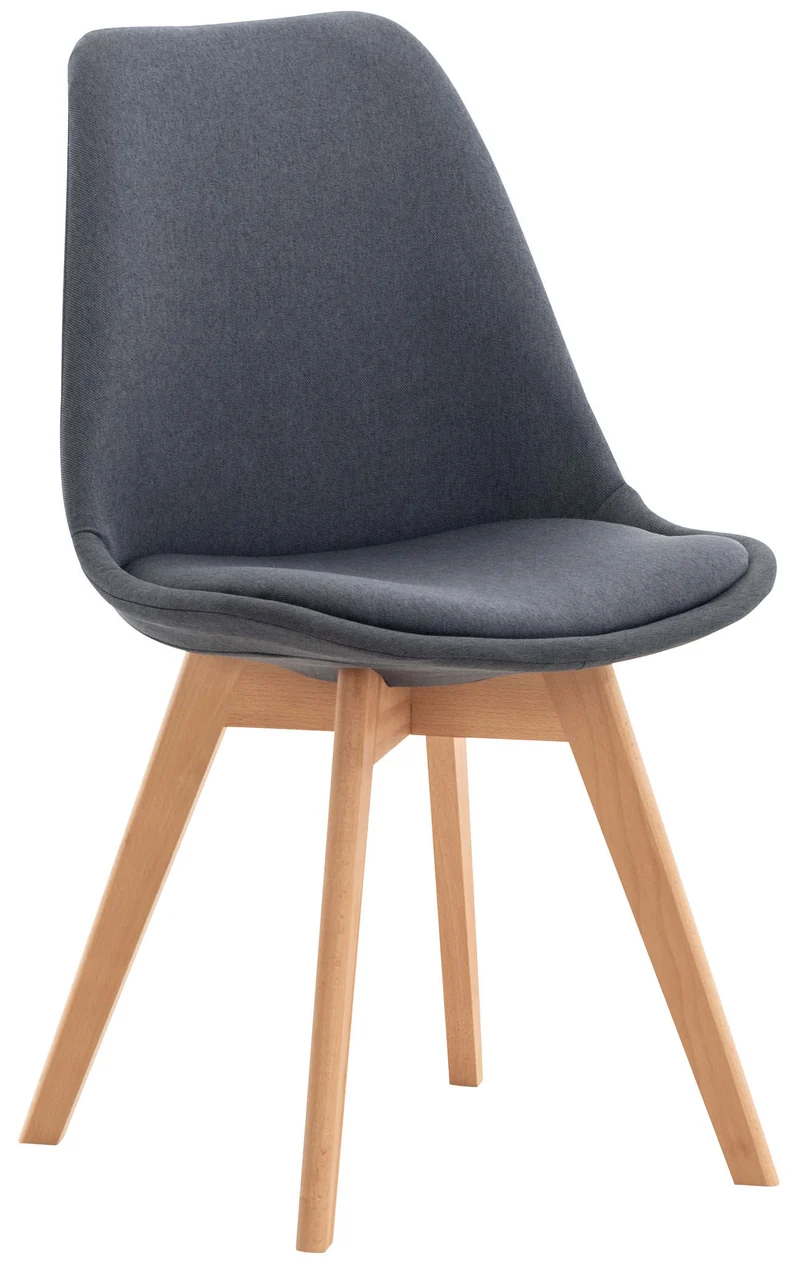 Chaise de salle à manger x1 design scandinave en tissu gris foncé et pieds en bois clair 10_0002293