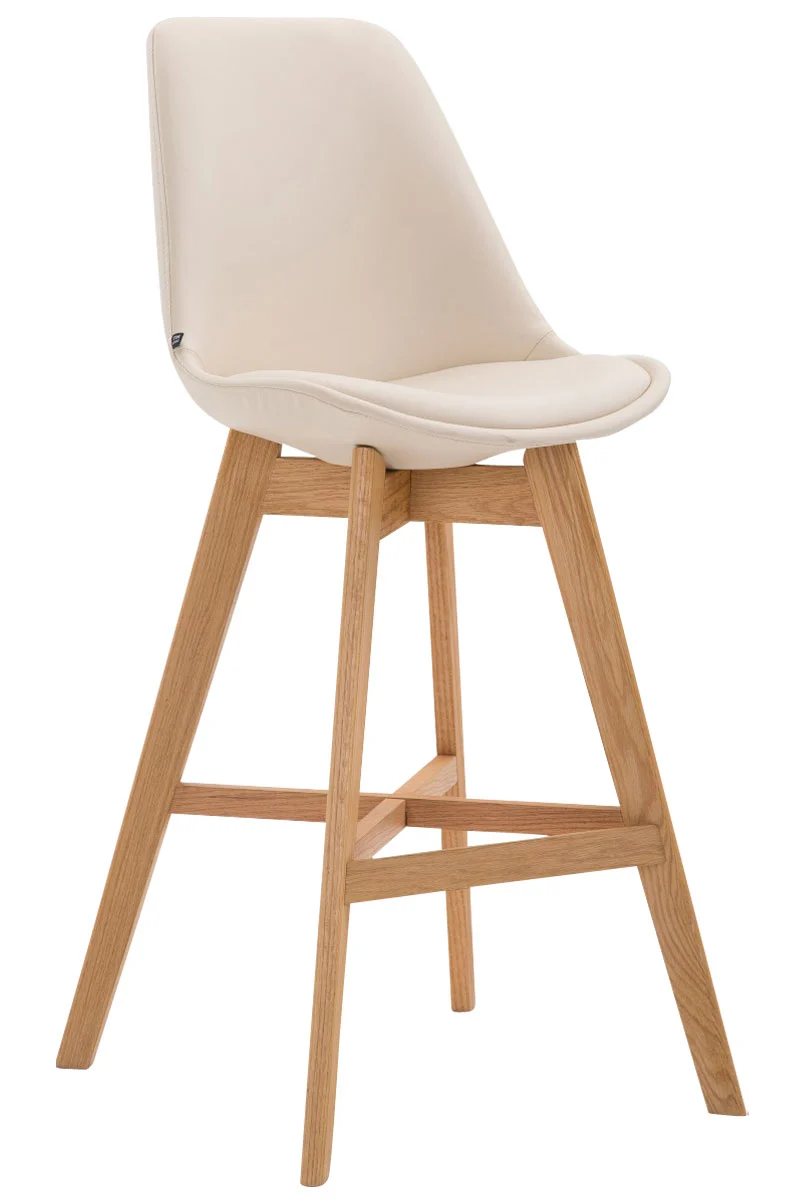 Tabouret de bar chaise haute design scandinave moderne en synthétique crème TDB10390
