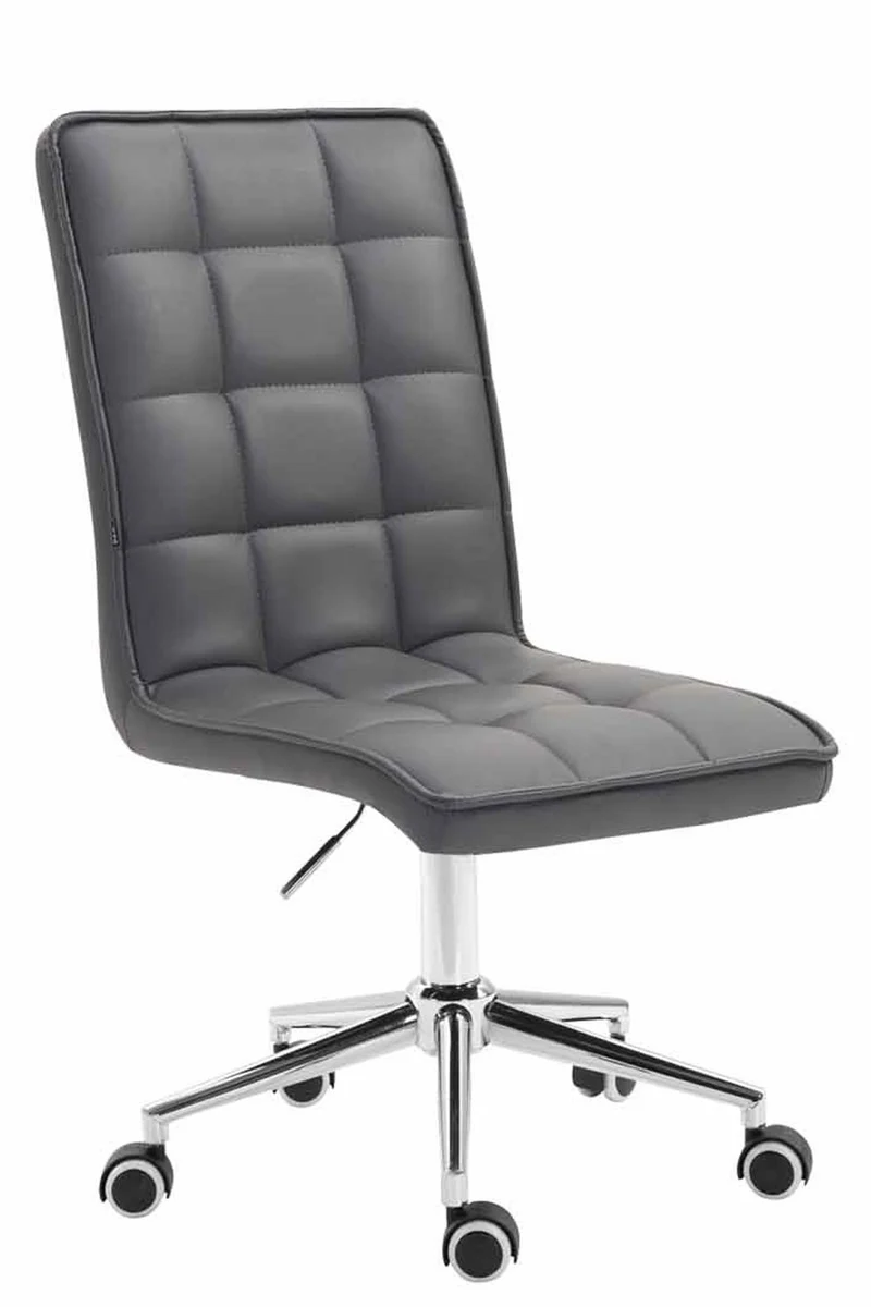 Fauteuil chaise tabouret de bureau avec dossier haut en synthétique gris hauteur réglable BUR10283