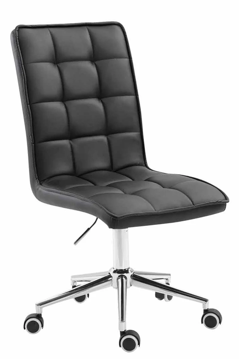 Fauteuil chaise tabouret de bureau avec dossier haut en synthétique noir hauteur réglable BUR10280