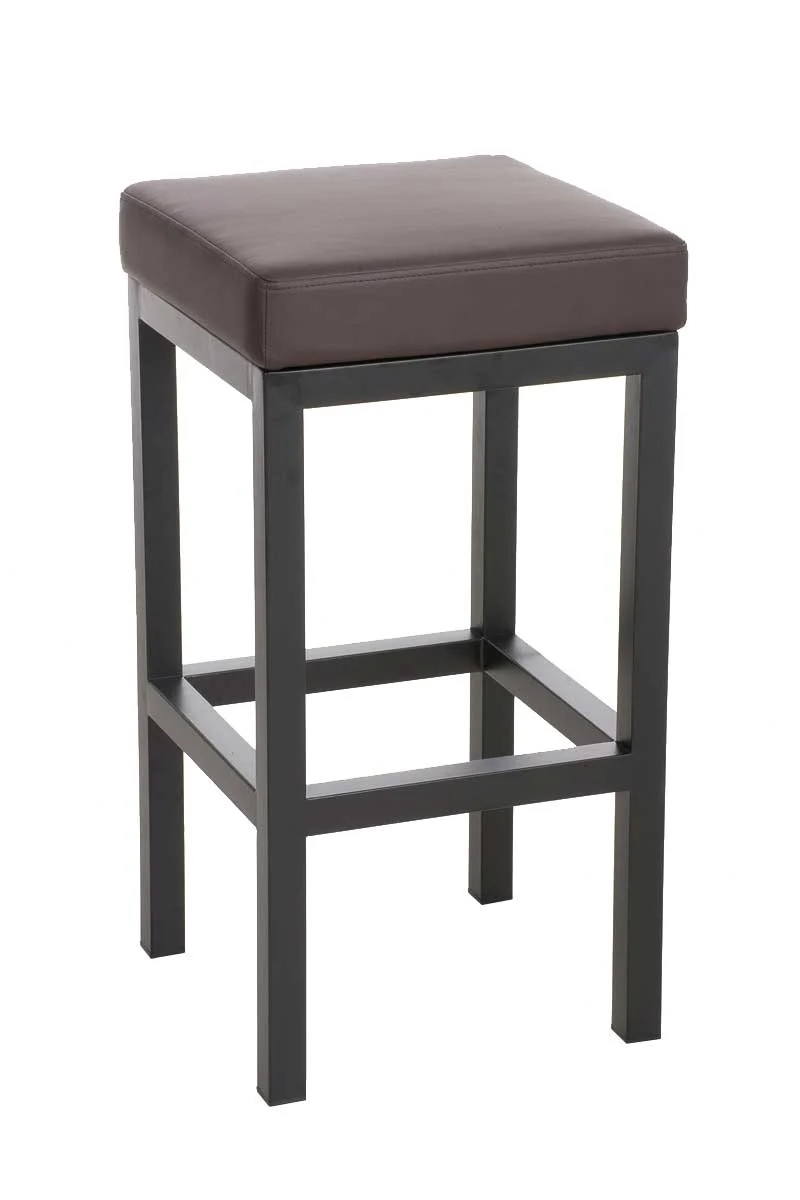 Tabouret de bar x1 assise carrée rembourrée en similicuir marron hauteur d'assise 78 cm structure en métal noir 10_0006084
