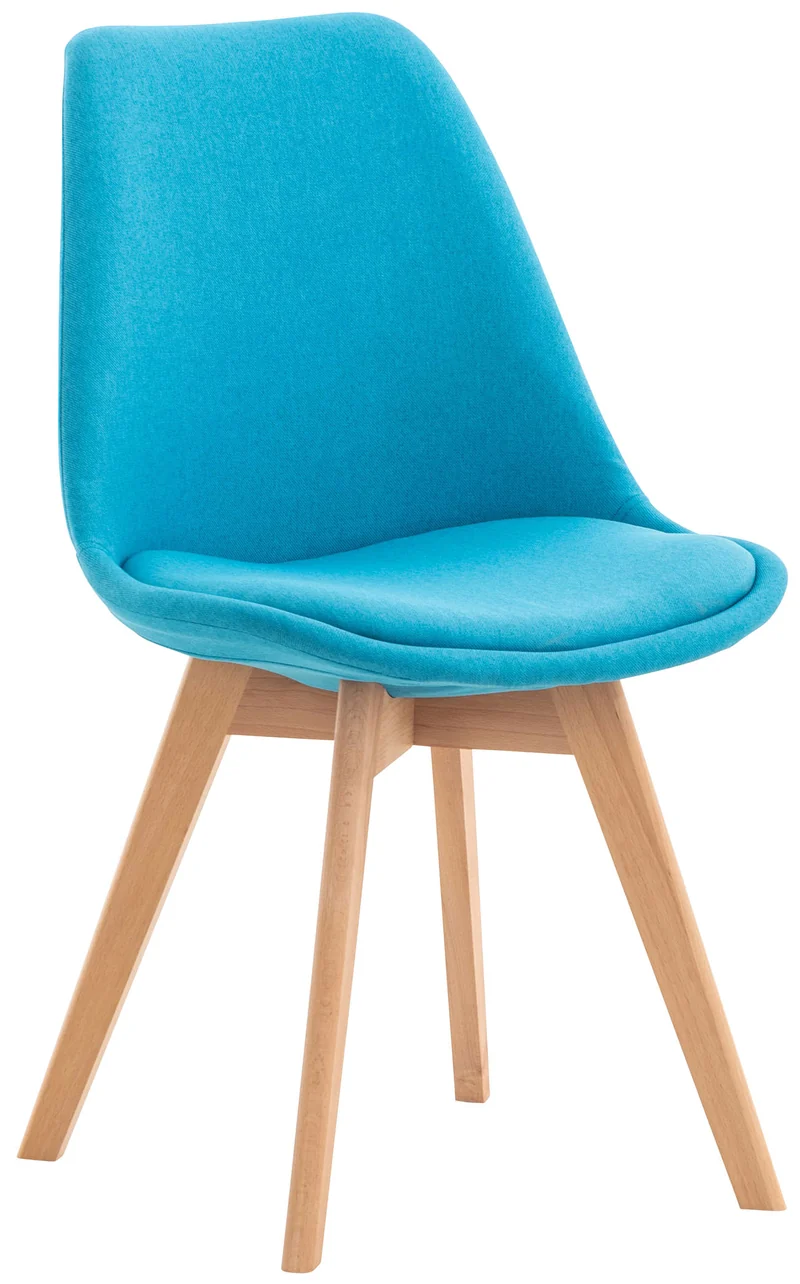 Chaise de salle à manger x1 design scandinave en tissu turquoise et pieds en bois clair 10_0002294