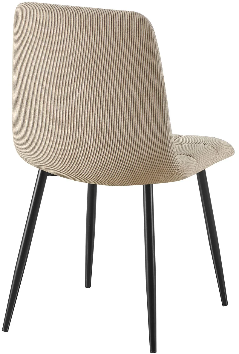 Lot de 4 chaises de salle à manger coutures décoratives carrées en velours côtelé taupe et métal noir 10_0007716