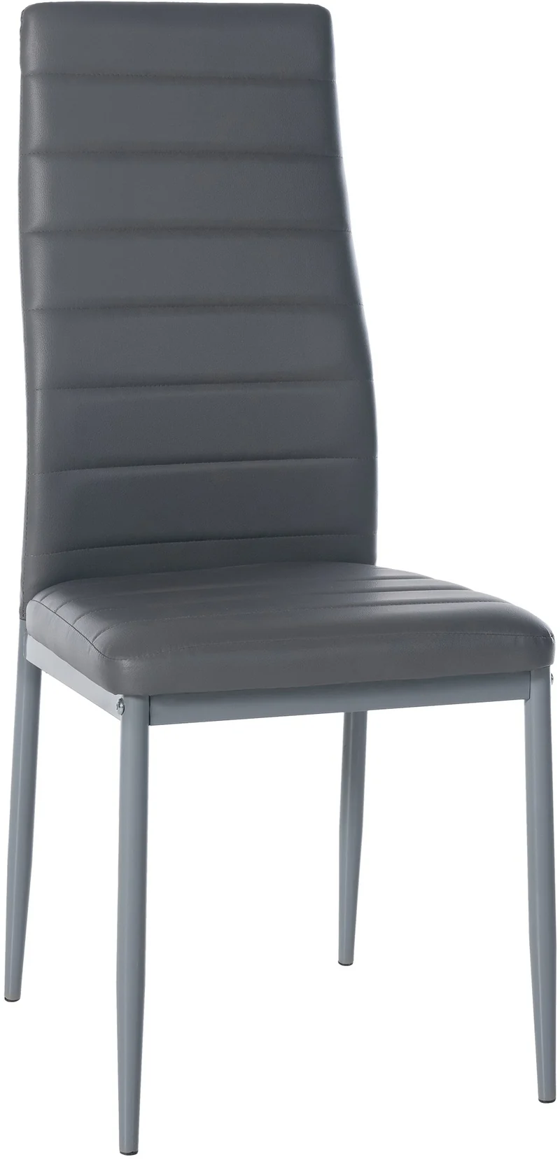 Chaise de salle à manger x1 design simple en PVC gris avec couture décorative cadre en métal gris 10_0002055