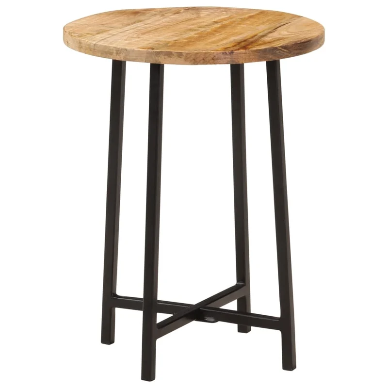 Table d’appoint ronde en bois de manguier massif – pieds en métal – pièce unique DEC037043