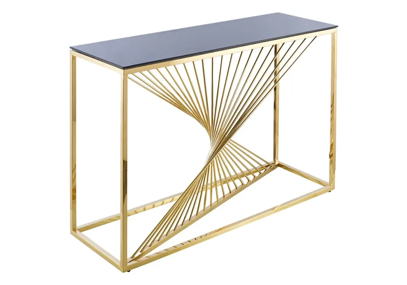 Console design doré verre noir - Luc