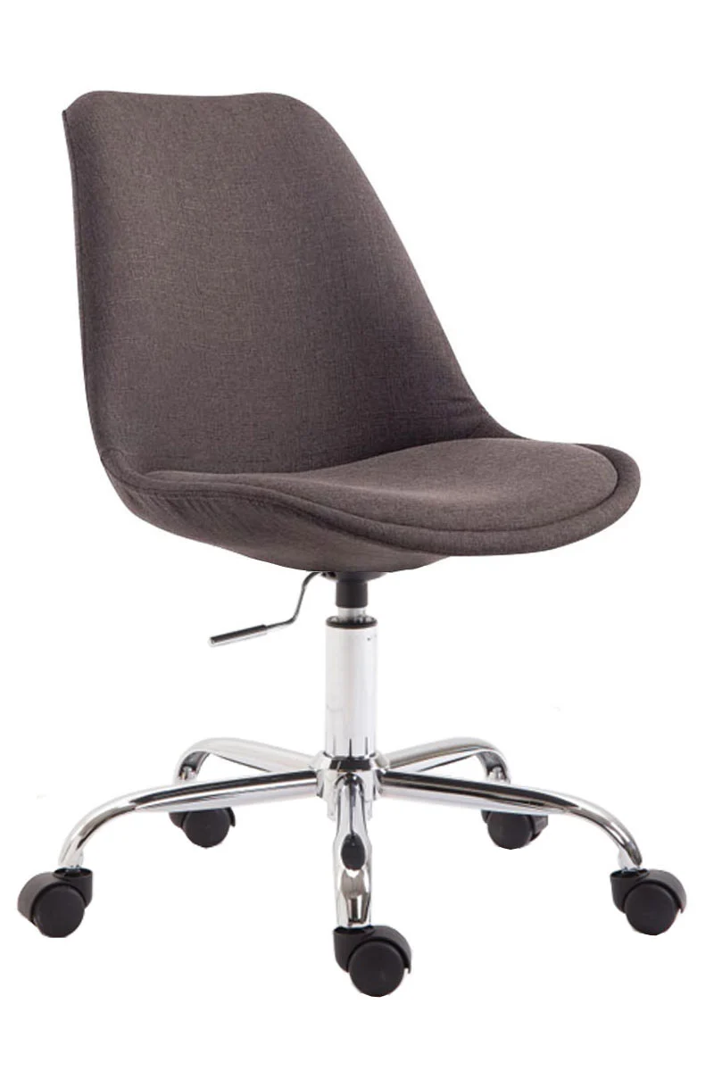Chaise de bureau tabouret de travail sur roulettes hauteur réglable en tissu gris foncé et métal chromé 10_0002683