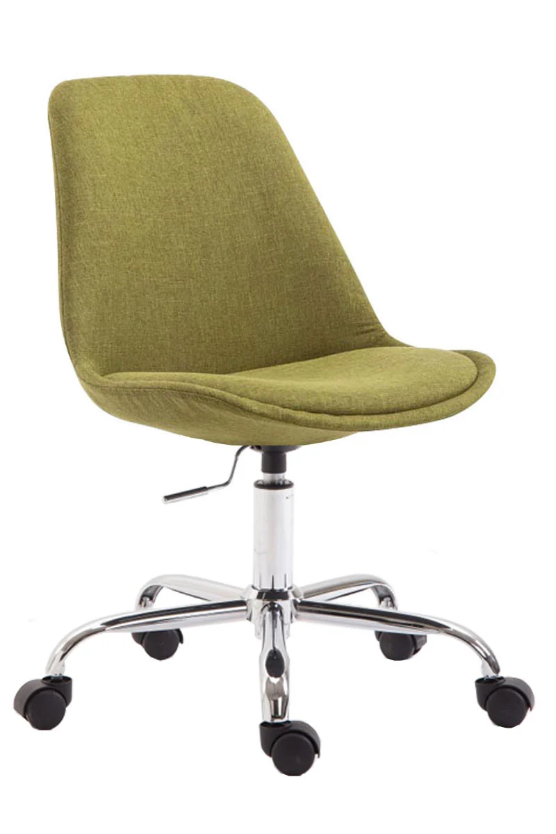 Chaise de bureau tabouret de travail sur roulettes hauteur réglable en tissu vert et métal chromé 10_0002687