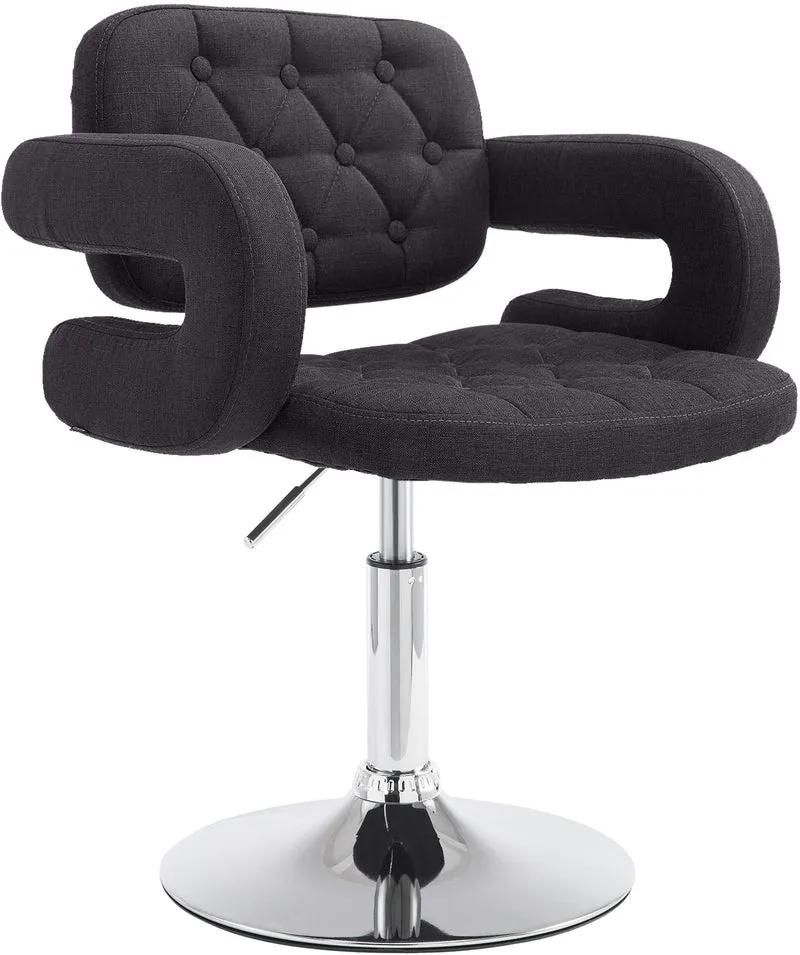 Chaise lounge fauteuil de bureau avec accoudoir capitonné hauteur réglable en tissu noir 10_0002800