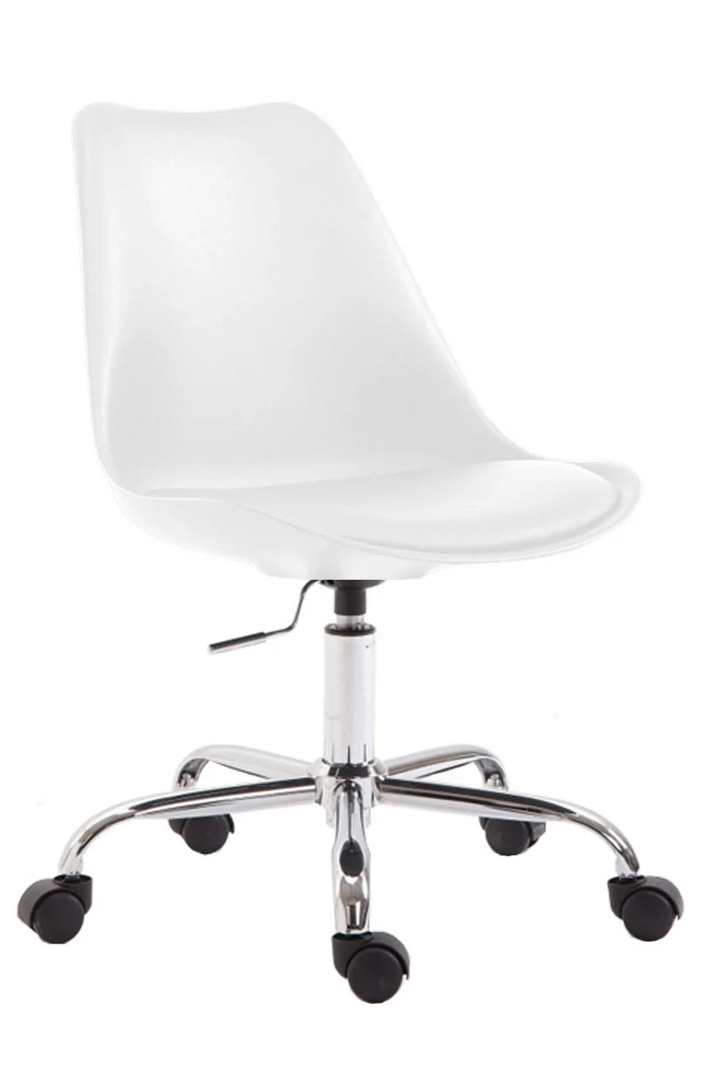 Chaise de bureau tabouret à roulette hauteur réglable blanc TABO10028