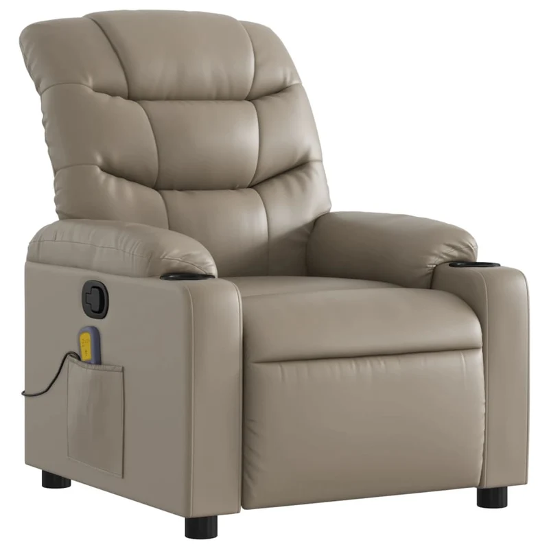 Fauteuil de relaxation TV fonction massage inclinable 6 points de massage en PVC cappuccino DEC026875