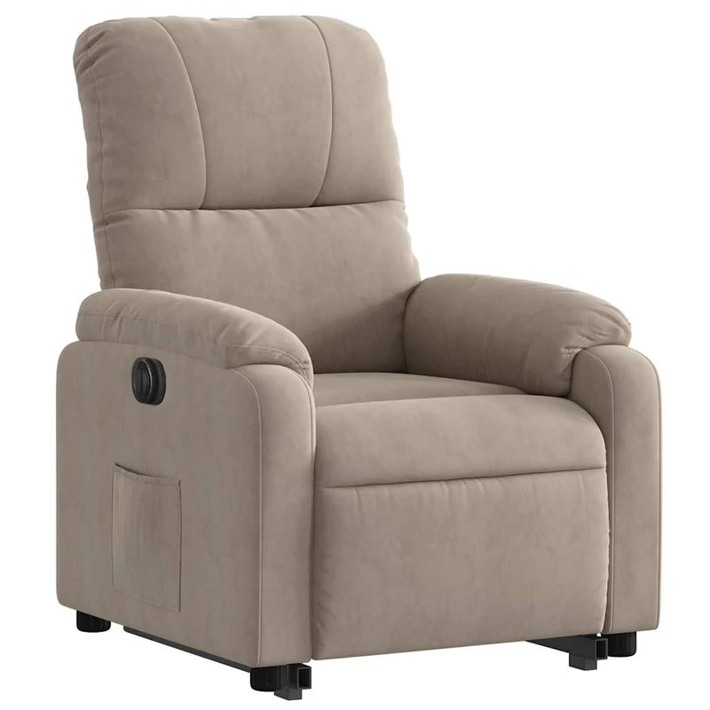 Fauteuil relax TV fonction de levage électrique très confortable en tissu microfibre taupe DEC028589