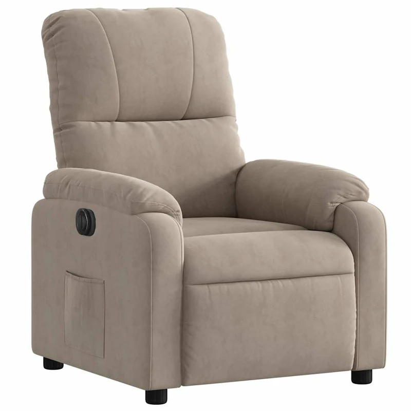 Fauteuil relax TV fonction d'inclinaison électrique très confortable en tissu microfibre taupe DEC028588