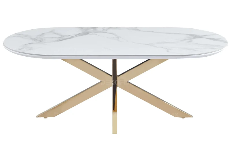 Table basse dorée céramique marbre blanc - Ruis