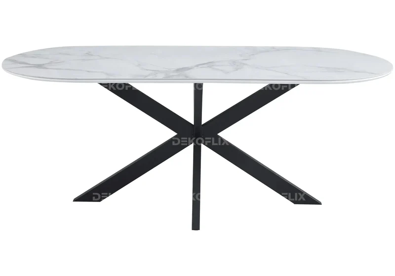 Table à manger noire céramique marbre blanc - Ruis