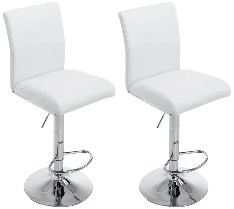 Set de 2 tabourets de bar avec repose-pied design moderne synthétique blanc 10_0000267