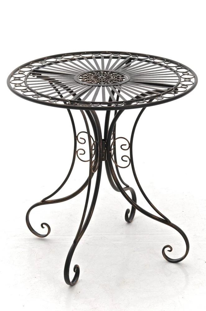 Table de jardin en fer forgé diamètre Ø 70 cm bronze vieilli MDJ10050