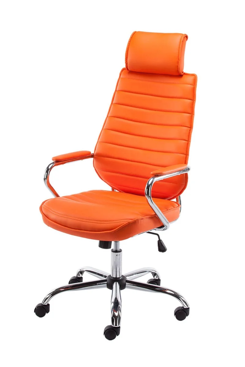 Fauteuil de bureau à roulettes en synthétique orange hauteur réglable BUR10008