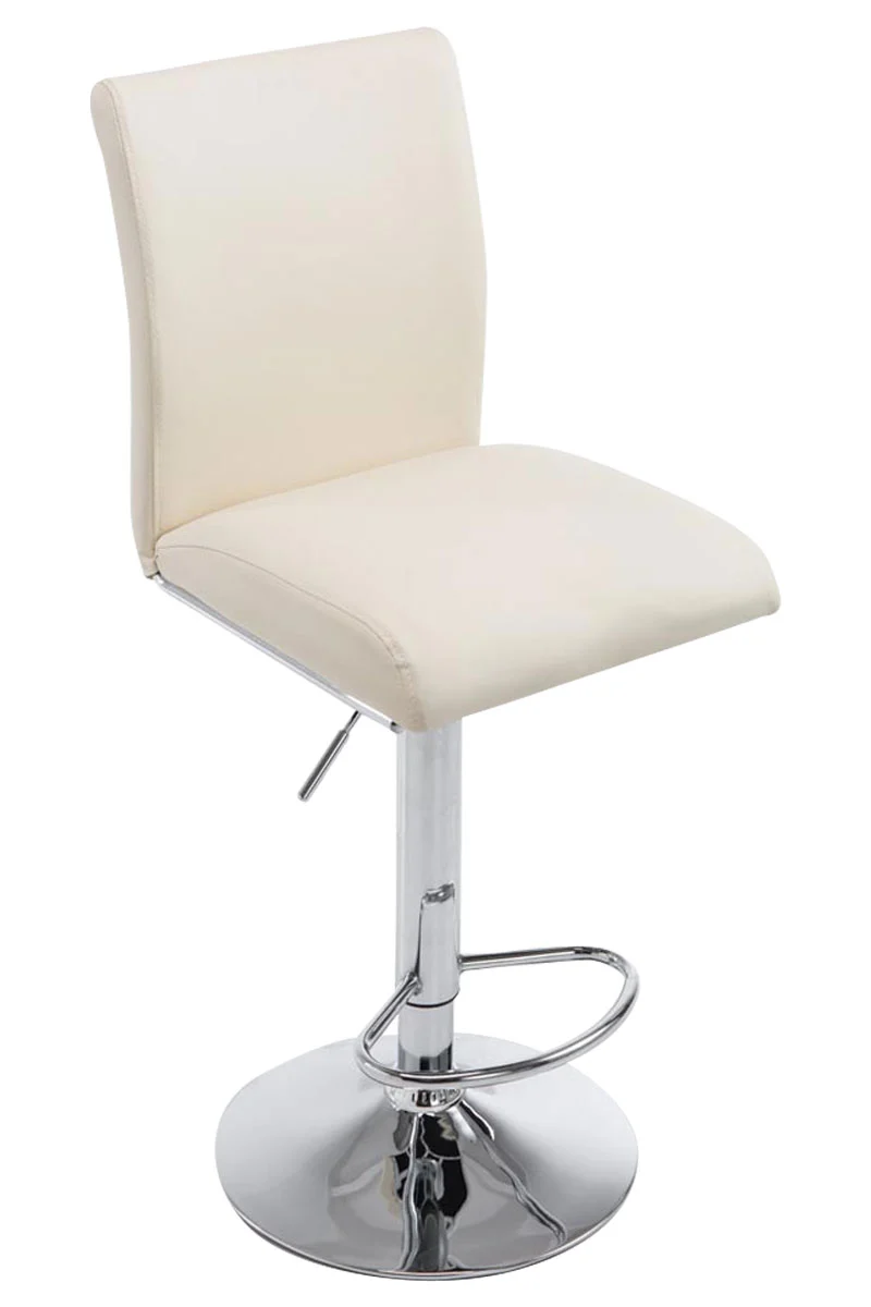 Tabouret de bar chaise haute avec repose-pieds forme trompette design moderne en synthétique crème 10_0000006