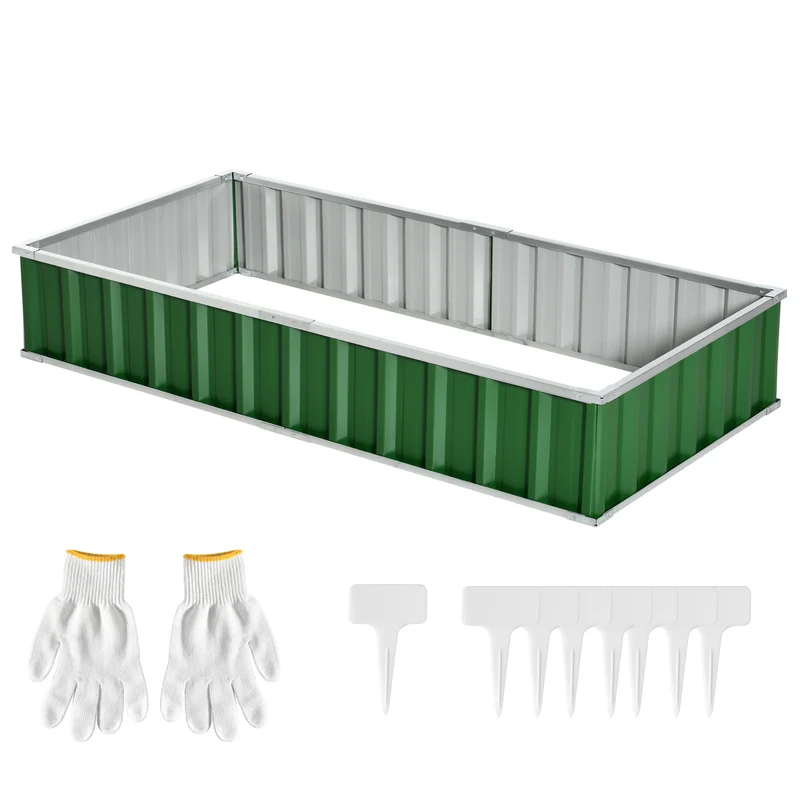 Potager rectangulaire modulable 174 x 90 x 30 cm montage sans outils idéal terrasse moderne en acier galvanisé vert 21_0004268