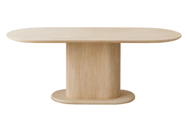 Table à manger ovale effet travertin - Inaya