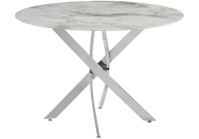 Table ronde argentée marbre beige - Joy