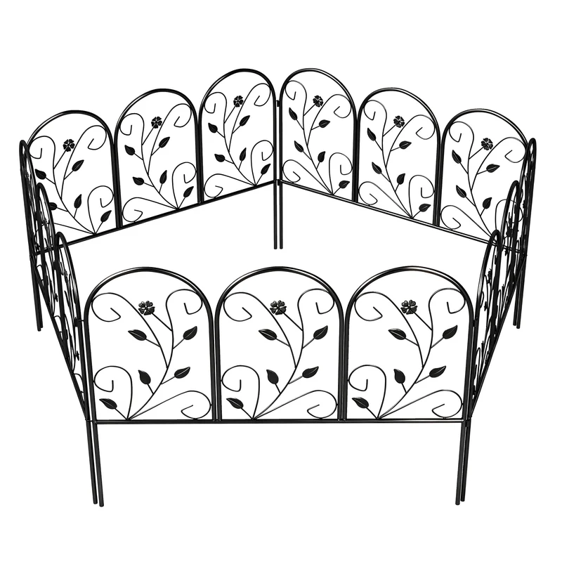 Lot de 5 clôtures de jardin modulaires 80 x 60 cm antirouille pour plantes grimpantes style contemporain en métal noir 21_0005701