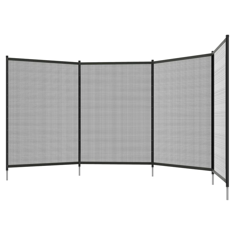 Lot de 4 clôture barrière de sécurité pour piscine filet 365 x 126 x 2 cm pose facile moderne robuste en aluminium noir 21_0004006