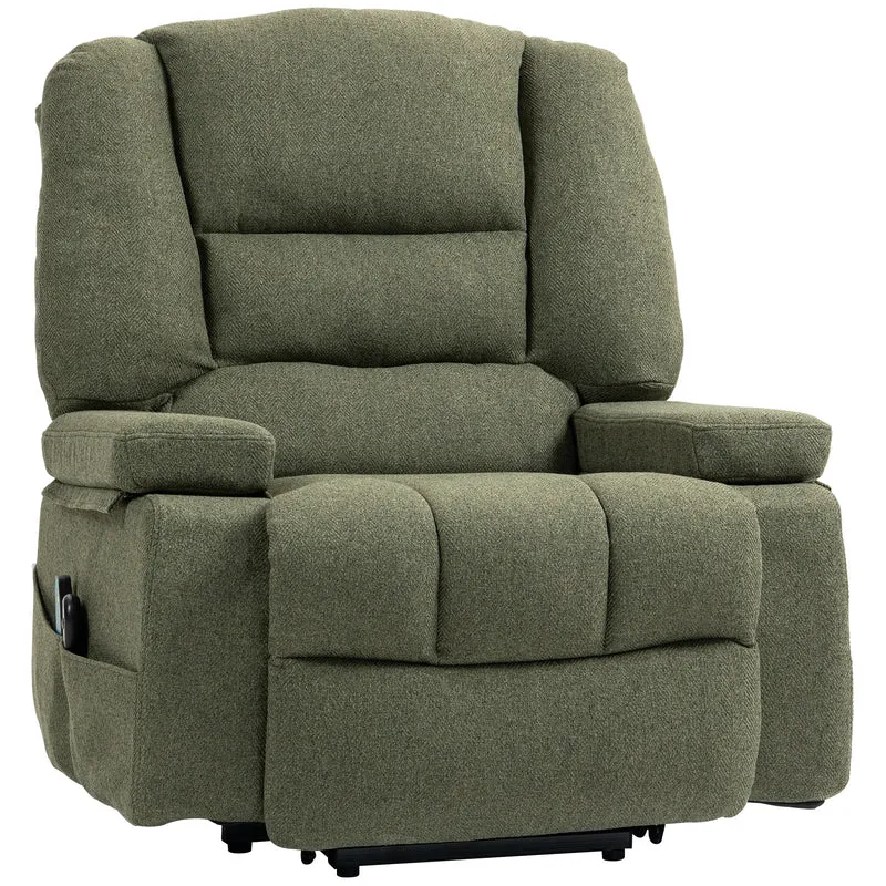Fauteuil releveur électrique inclinable 89 x 90 x 102 cm massage chauffant assise ergonomique moderne en polyester vert 21_0000907