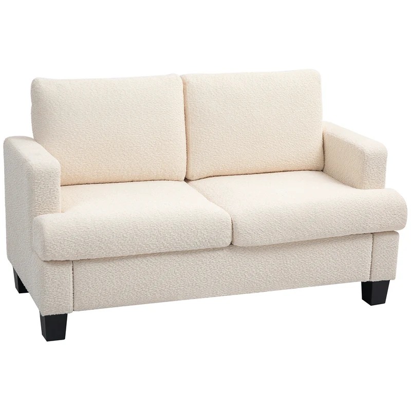 Canapé 2 places salon 140 x 70 x 85 cm assise 12 cm mousse haute densité coussins amovibles moderne en chenille beige 21_0003459
