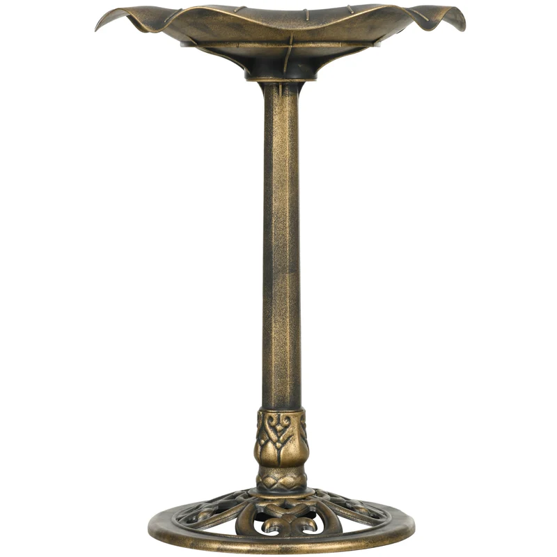 Bain d'oiseaux abreuvoir feuille de lotus 50 x 71 cm bassin accueillant stable et chic cosy style rustique en PP bronze 21_0003987