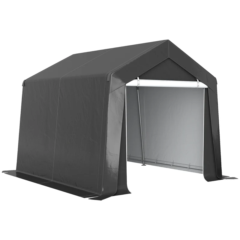 Tente de rangement abri de jardin 302 x 300 x 235 cm porte zippée ventilation industriel en polyéthylène gris foncé 21_0004358