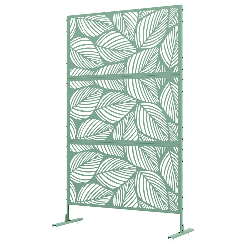 Panneau brise vue décoratif extérieur 122 x 45 x 198 cm délimiter intimité jardin terrasse contemporain en acier vert 21_0003982